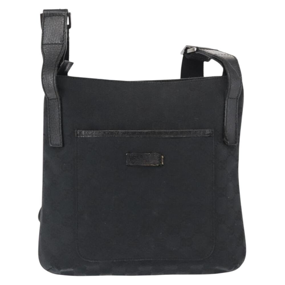 GUCCI GG Canvas Shoulder Bag Black Silver - Picture 2 of 13